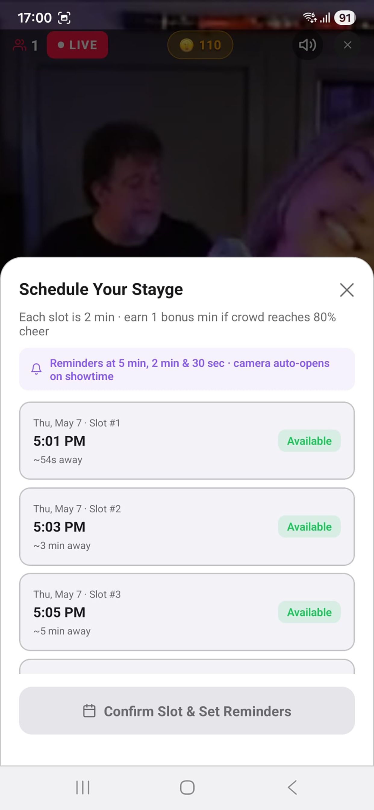 Main Stayge schedule