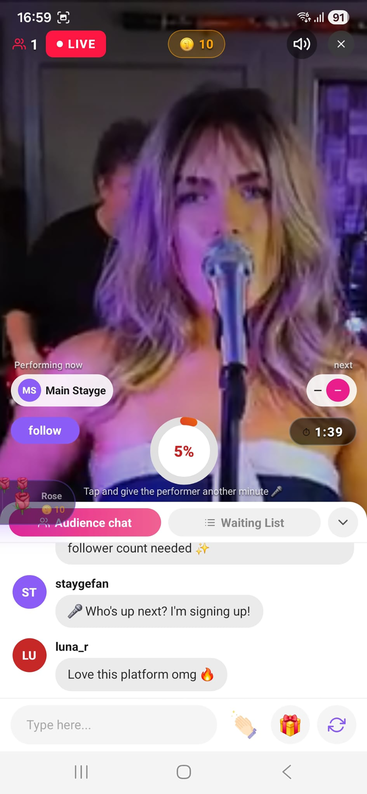 Main Stayge audience chat